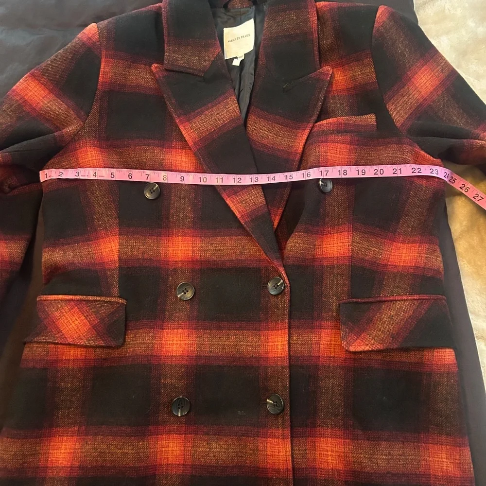Avec Les Filles Plaid Double Breasted Pea Coat Size XXL - Picture 6 of 9